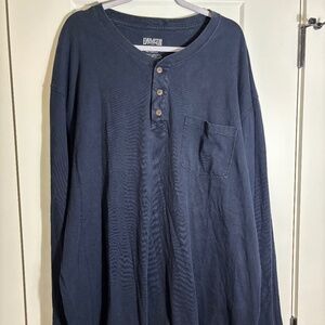 Duluth Trading Co. Longtail 100% Cotton Navy‎ Long Sleeve with Button Detail 2XL
